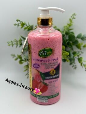 Veet Gold Strawberry & Peach Whitening Shower Wash – Pink